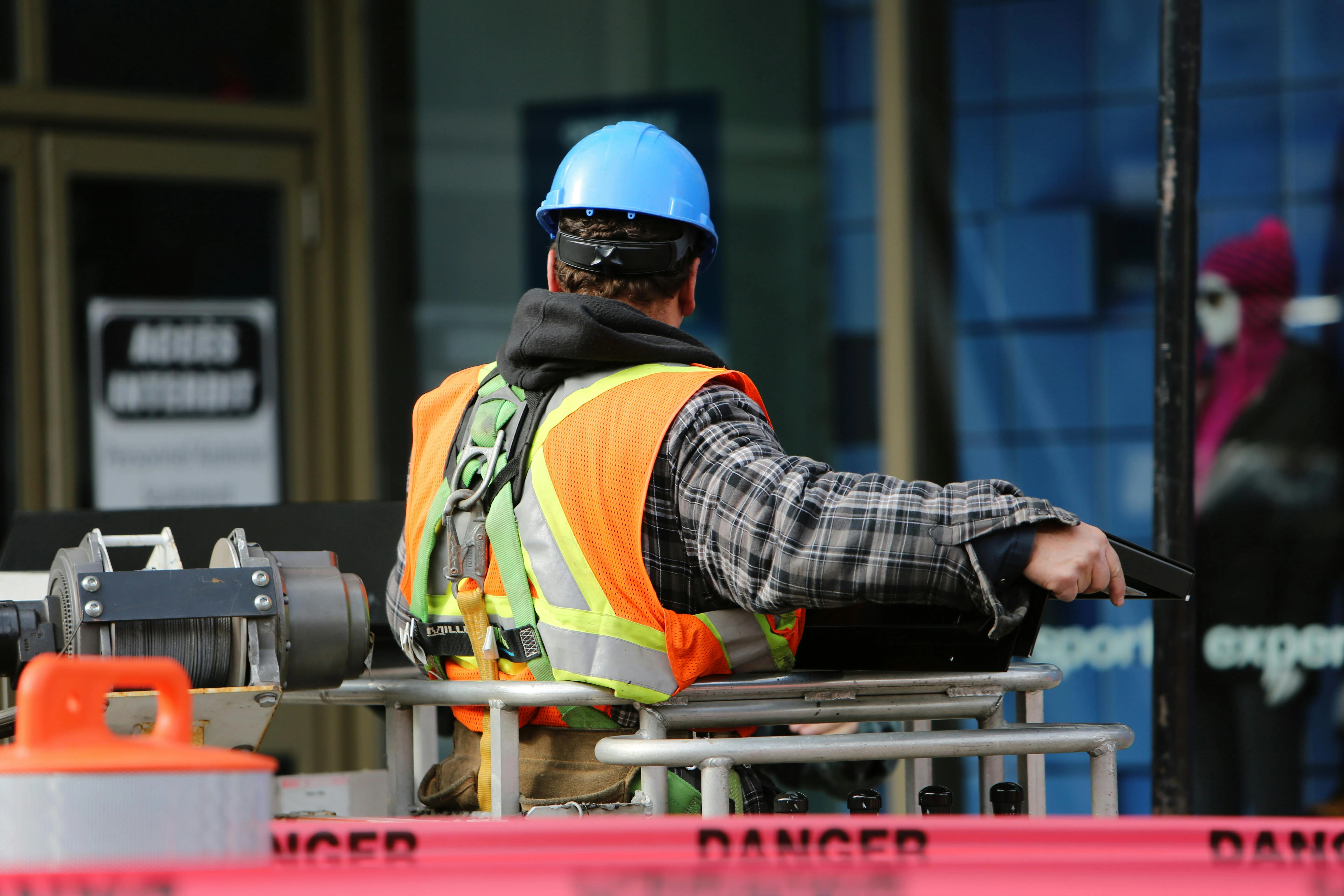 Construction team working on site